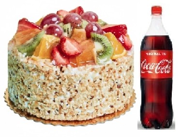 4 kişilik Karışık meyveli pasta 1 lt cola Pastaneci